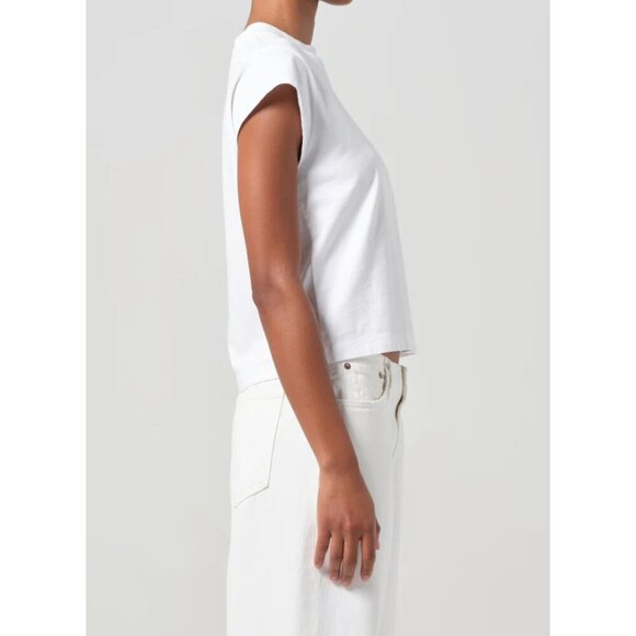 AGOLDE Bryce Cap Sleeve T-Shirt in White Size X-Small - Picture 9 of 10